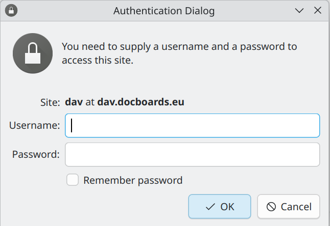 Enter username and password into authentication dialog